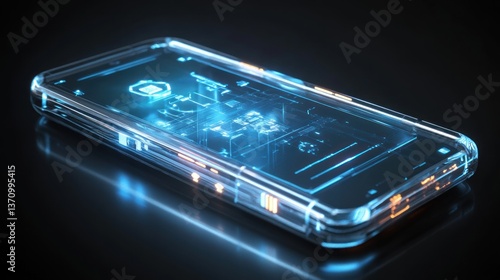 A futuristic transparent smartphone with a holographic display --ar 16:9 --v 6.1 Job ID: b8026c63-c196-4b29-b17f-6a82636c2879