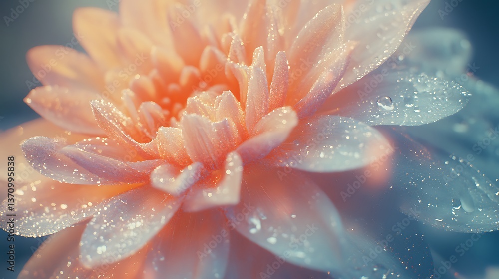 Fototapeta premium Water beads adorning a gorgeous lily blossom picture
