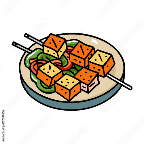 paneer tikka vector art, paneer tikka icon, food vector illustration