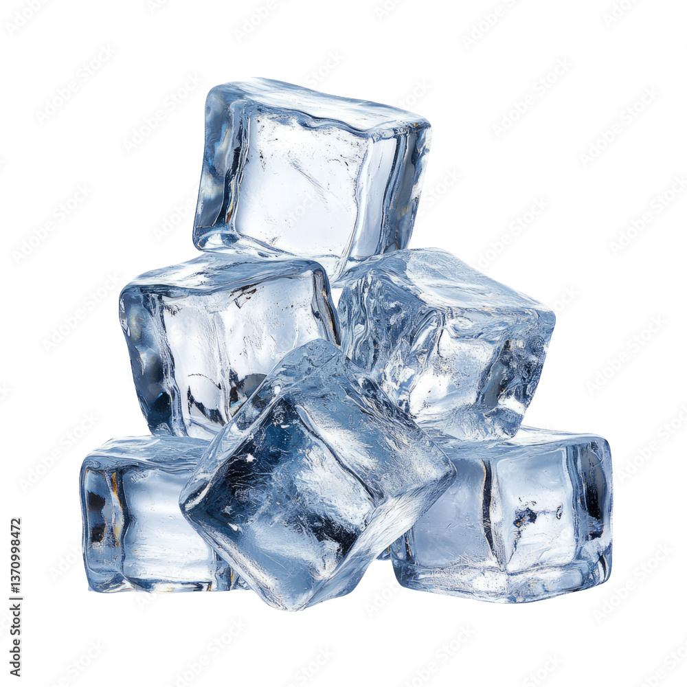 Obraz premium Ice Cubes Isolated on Transparent Background for Creative Use