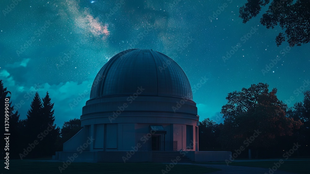 Scenic Observatory Under Starry Night Sky Scenic Observatory Under Starry Night Sky