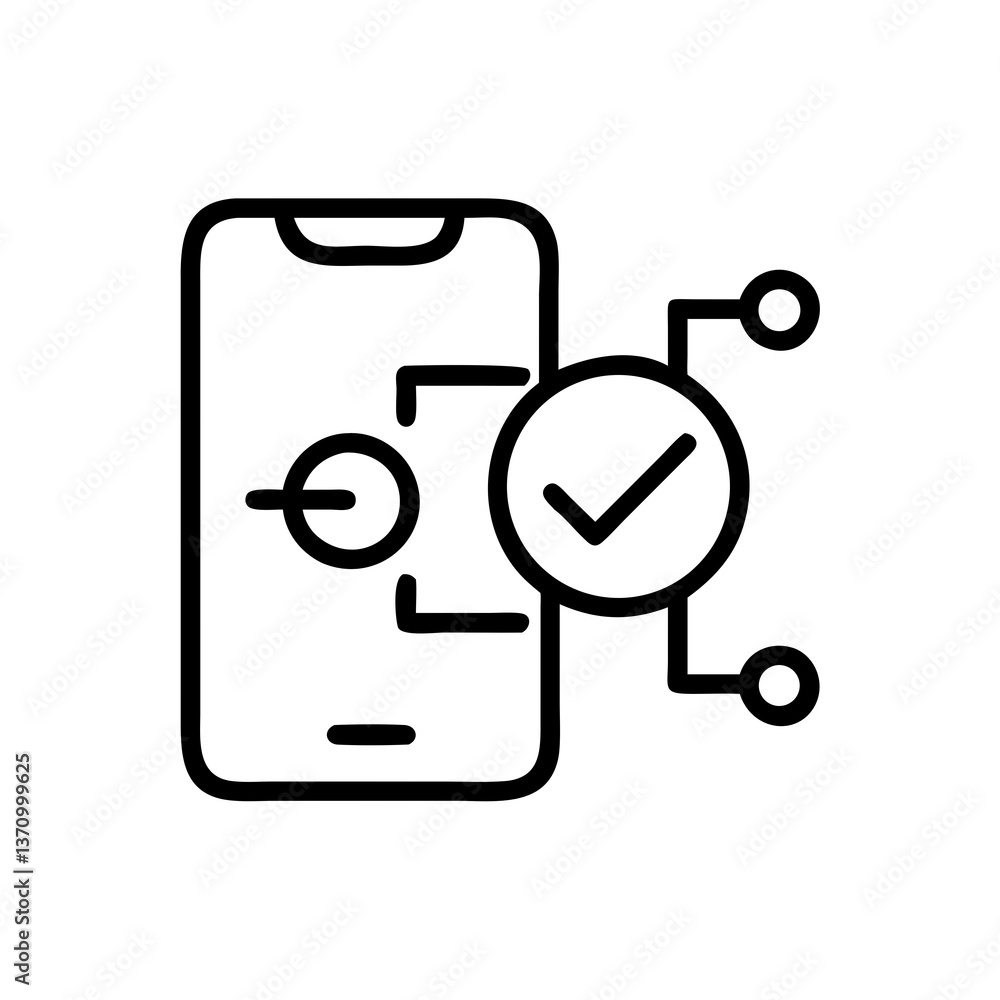 Verification on a Mobile Device: Depicts the concept of digital verification or approval on a smartphone. A minimalistic and modern design. Verification on a Mobile Device: Depicts the concept of digital verification or approval on a smartphone. A minimalistic and modern design.