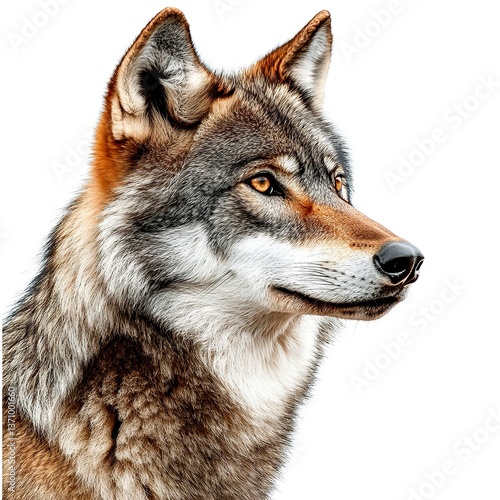 Photo of Indian wolf isolated on white background