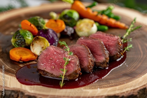 Gourmet Sliced Beef Tenderloin with Roasted Vegetables