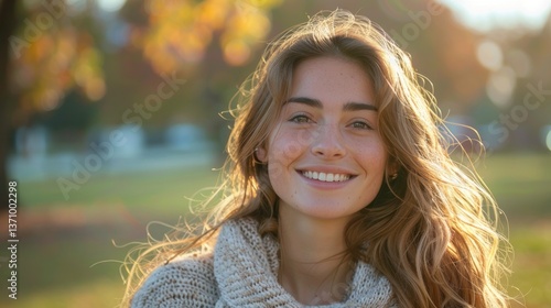 Golden Hour Portrait: A Radiant Smile in Autumn