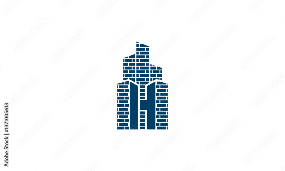 Fototapeta premium H logo design for building, construction and housing companies