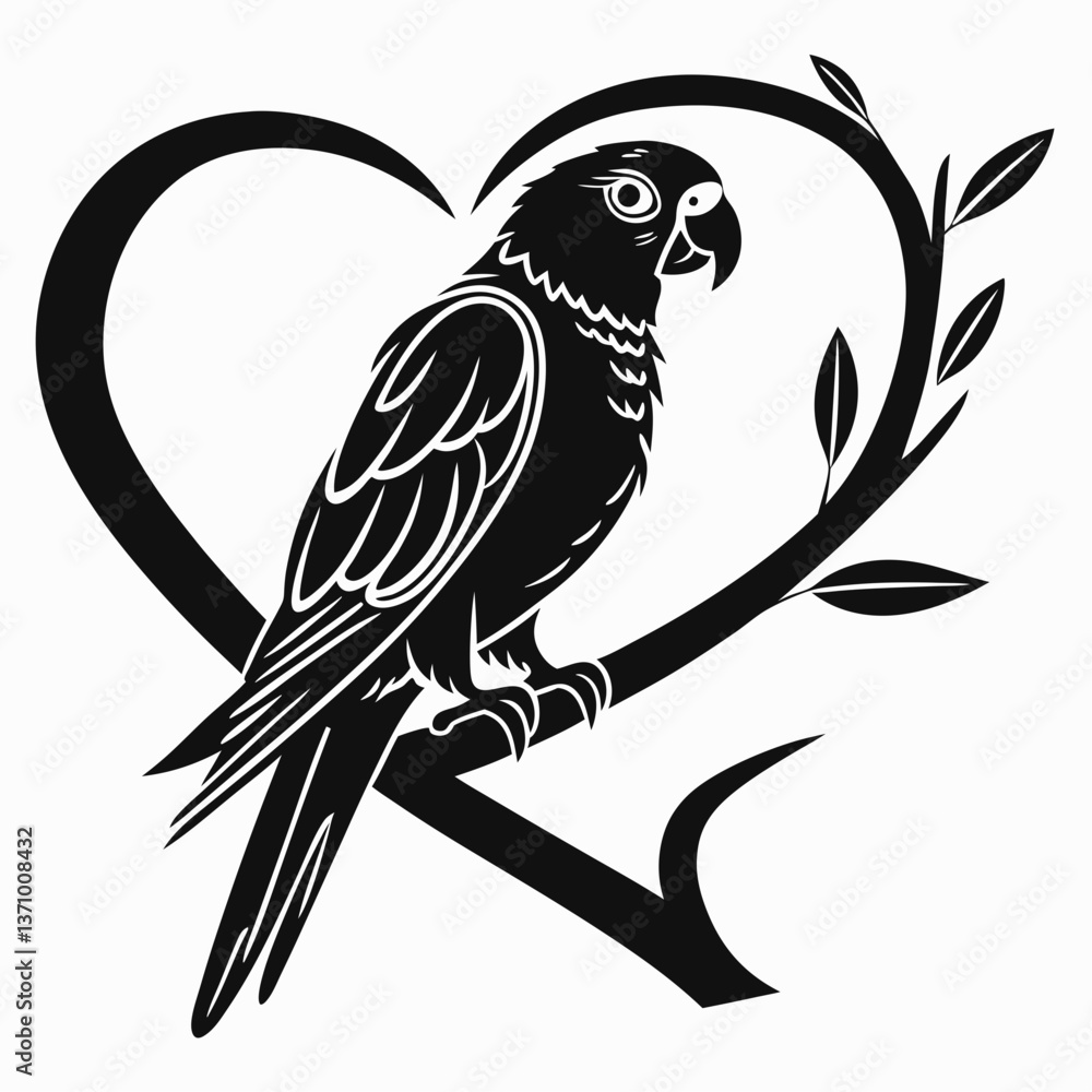 Obraz premium Lovebird black silhouette icon vector