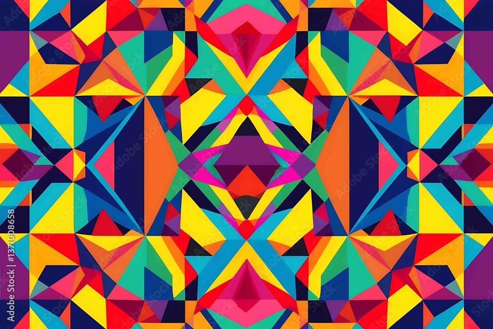 Colorful seamless geometric pattern with abstract shapes and mosaic design Colorful seamless geometric pattern with abstract shapes and mosaic design