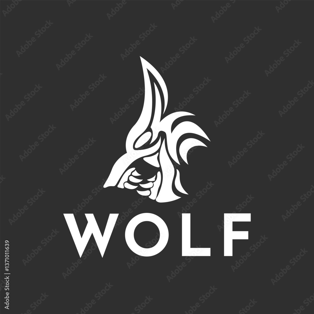 Fototapeta premium Tribal Wolf Head Logo. Tattoo Design dog and dragon. Animal Stencil Vector Illustration