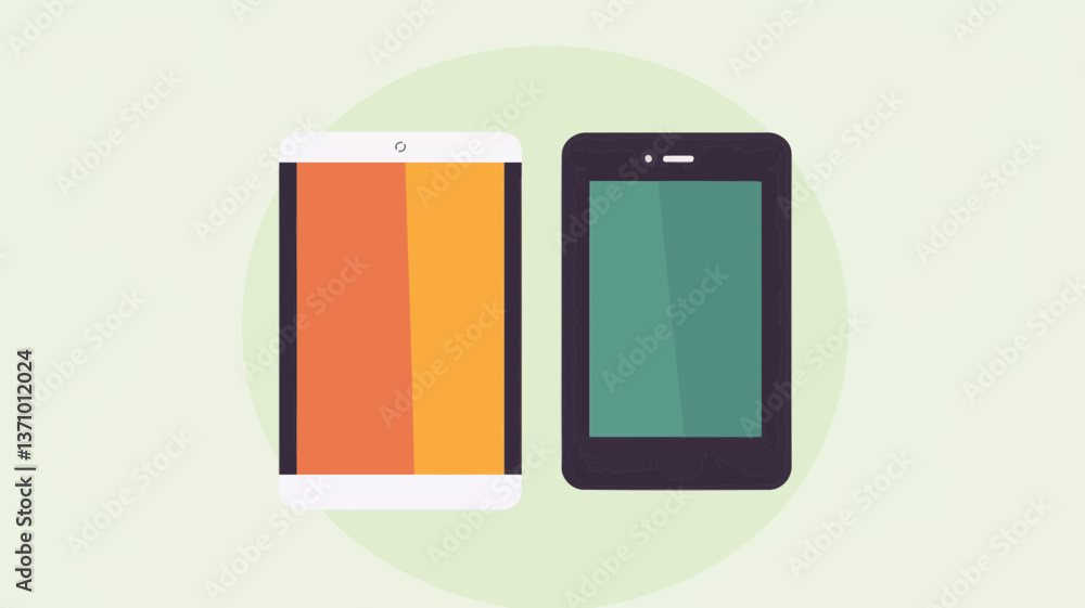 Flat Design Tablet and Smartphone Icon Vector Illustration for Technology and Mobile Devices Concepts Flat Design Tablet and Smartphone Icon Vector Illustration for Technology and Mobile Devices Concepts