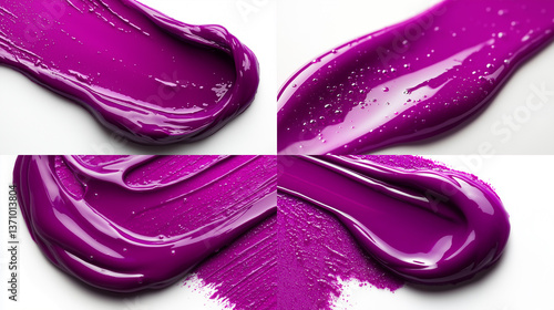 Obraz na płótnie set of purple gel texture closeup detail isolated on white background w salonie