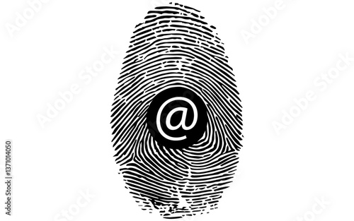 Finger print stock image with at symbol, thum print with @ symbol, vector thumbprint with at symbol