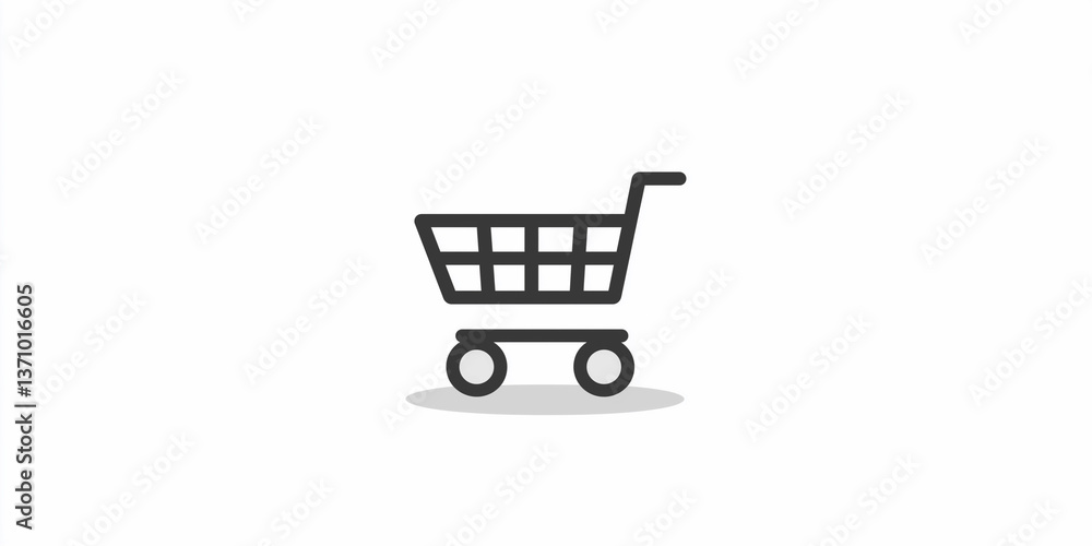 Minimalist shopping cart icon against a clean white background for easy integration into designs. Minimalist shopping cart icon against a clean white background for easy integration into designs.