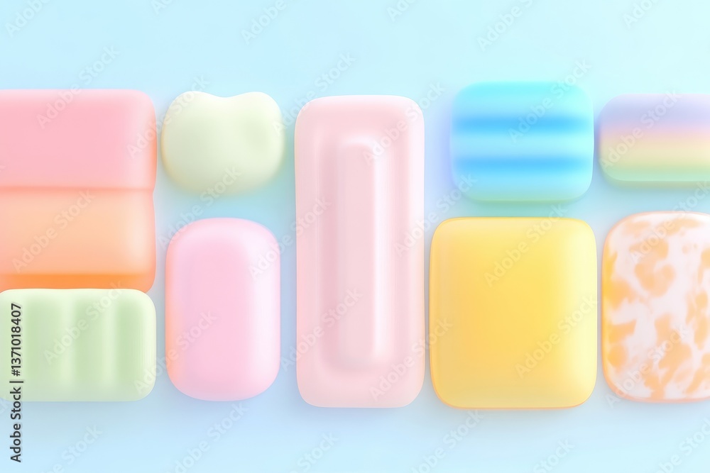 Pastel geometric shapes, playful and colorful Pastel geometric shapes, playful and colorful