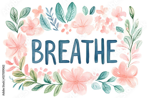 Breathe Watercolor Floral Art Print: A Serene Reminder to Take a Moment