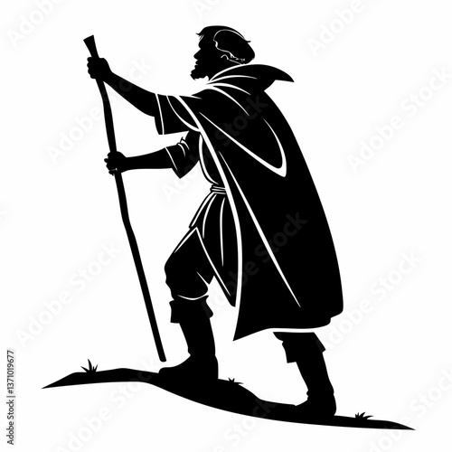 Merlin black silhouette icon vector