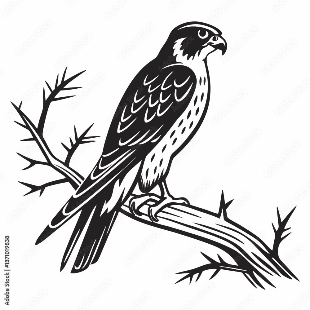 Fototapeta premium Merlin black silhouette icon vector