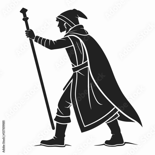 Merlin black silhouette icon vector