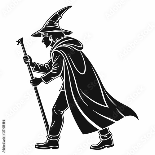 Merlin black silhouette icon vector