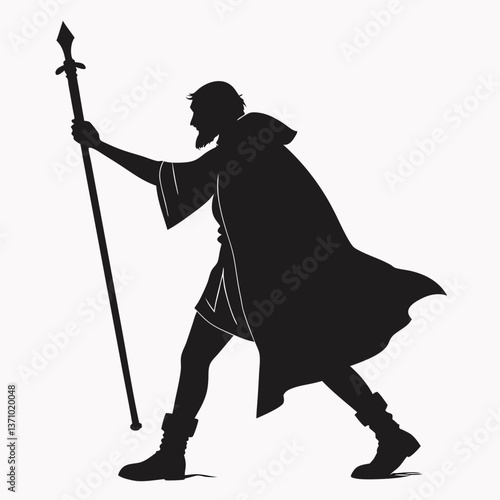 Merlin black silhouette icon vector