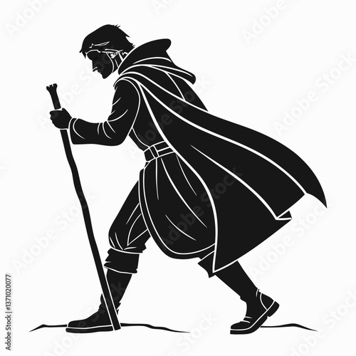 Merlin black silhouette icon vector