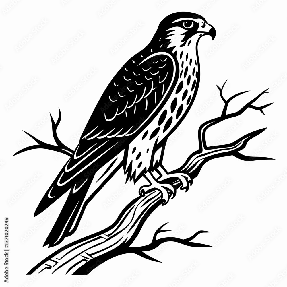 Fototapeta premium Merlin black silhouette icon vector