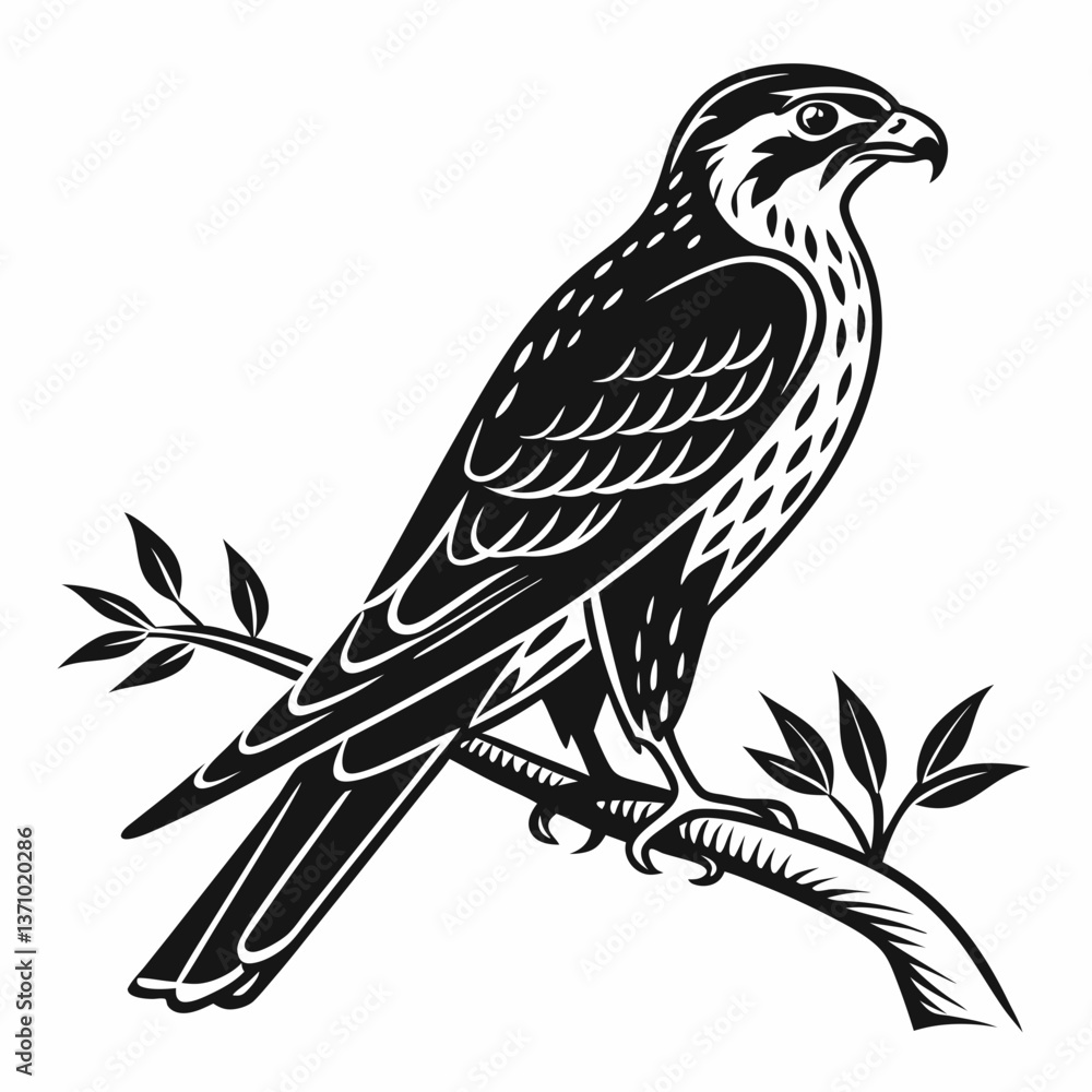 Fototapeta premium Merlin black silhouette icon vector