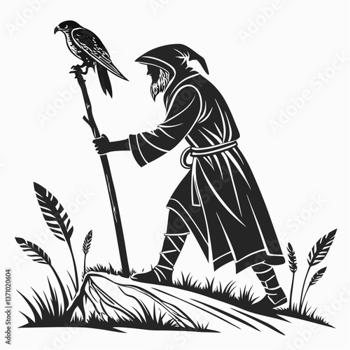 Merlin black silhouette icon vector