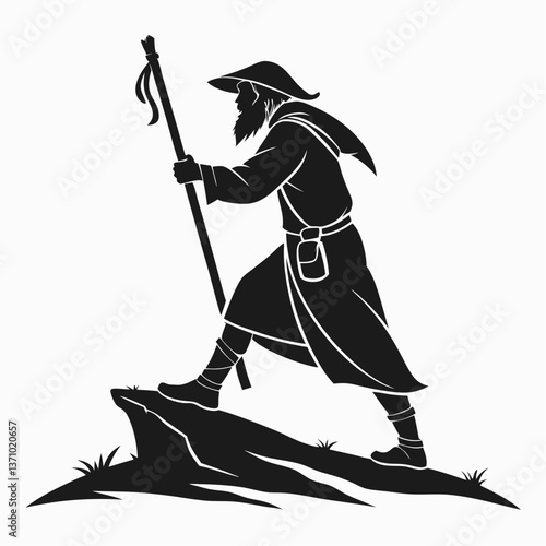 Merlin black silhouette icon vector