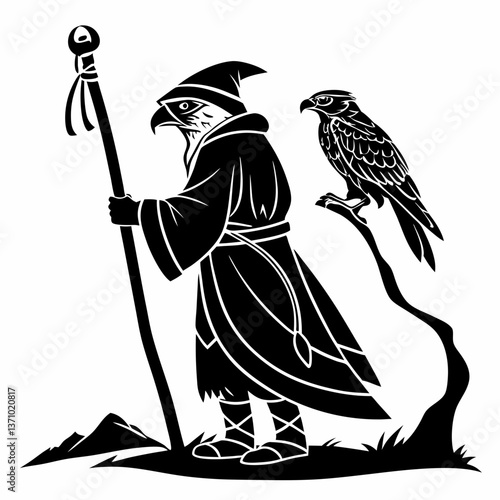 Merlin black silhouette icon vector