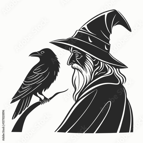 Merlin black silhouette icon vector