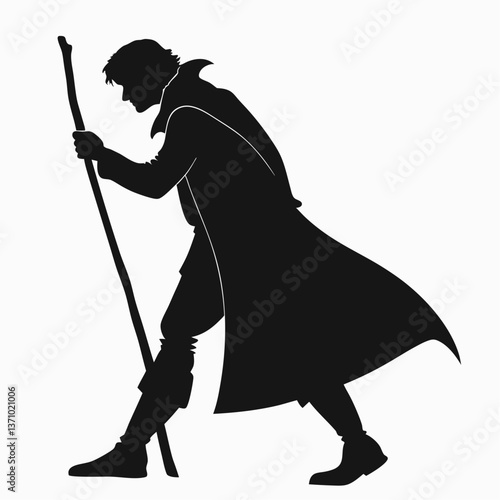 Merlin black silhouette icon vector