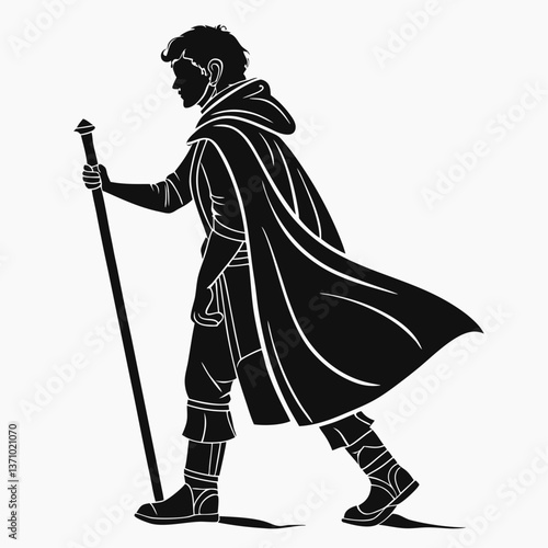 Merlin black silhouette icon vector