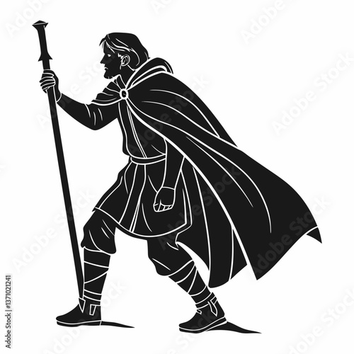Merlin black silhouette icon vector