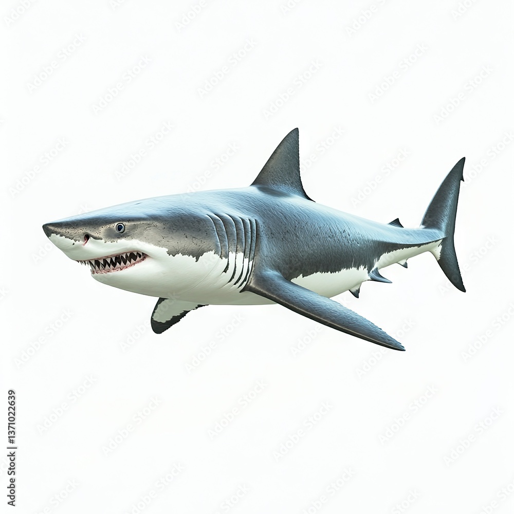 Obraz premium Photo of White shark fish isolated on white background