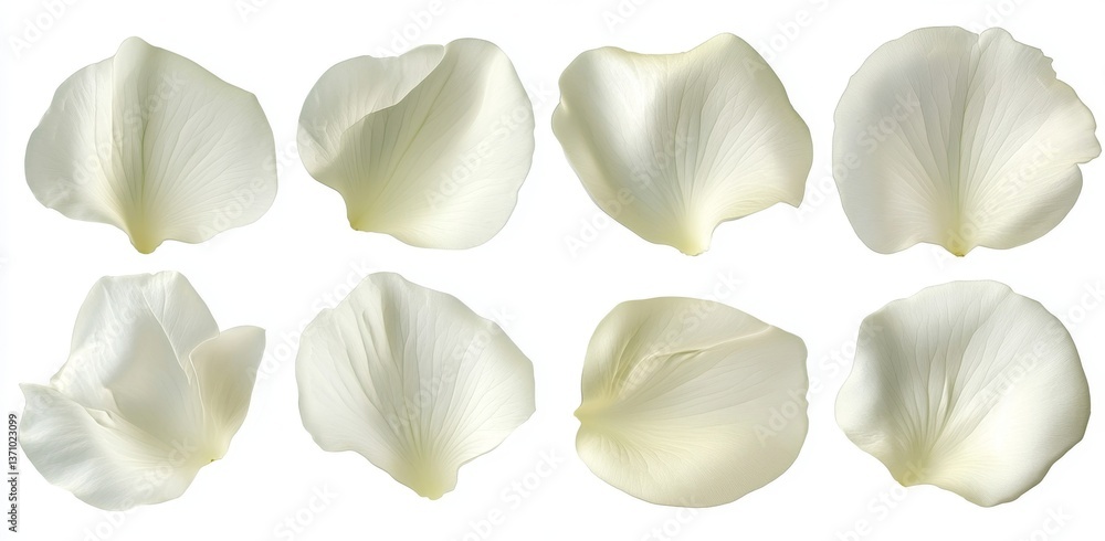 A group of tender white flower petals, highlighted on a see-through background A group of tender white flower petals, highlighted on a see-through background