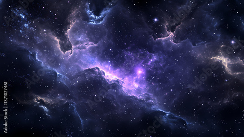 Mysterious dark dust and gas veiling distant stars' light. Celestial Veil. Illustration