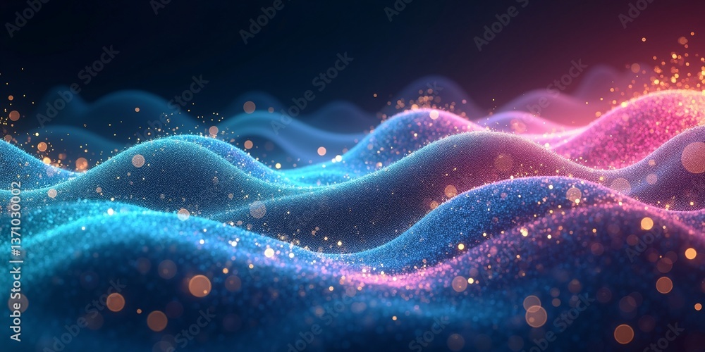 Naklejka premium Gradient Neon Particles Light Abstract Background 