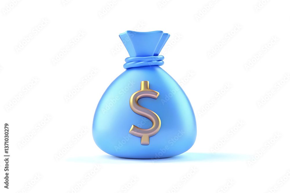 Blue money bag with dollar sign isolated on white background Blue money bag with dollar sign isolated on white background