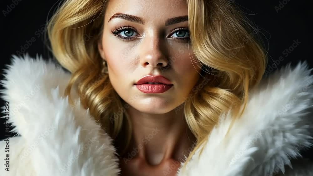 Portrait of a Blonde Woman in a White Fur Coat Portrait of a Blonde Woman in a White Fur Coat