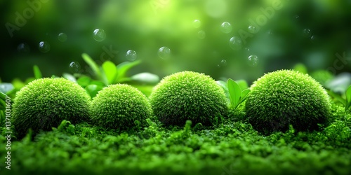 Moss Balls in Nature Background