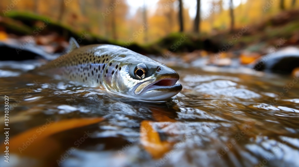 Fototapeta premium Autumn trout in a clear stream