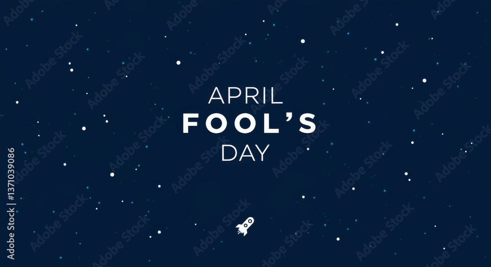 April Fool's Day Space Adventure - Celebrate April Fool's Day with a cosmic twist! This minimalist design features a rocket, stars, and the playful date against a deep blue backdrop. Symbolizing fun April Fool's Day Space Adventure - Celebrate April Fool's Day with a cosmic twist! This minimalist design features a rocket, stars, and the playful date against a deep blue backdrop. Symbolizing fun