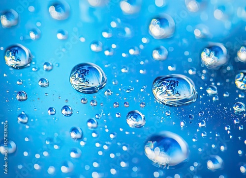 Wallpaper Mural Observing Rain Water Droplets on Blue Surface with Reflection of Trees Torontodigital.ca