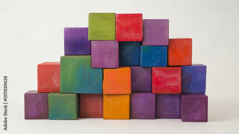 Stack Of Colored Wooden Toy Blocks Stack Of Colored Wooden Toy Blocks