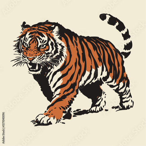 Vintage Tiger Illustration – Hand Drawn Wild Animal Artwork for Tattoos, Posters, or Graphic Design