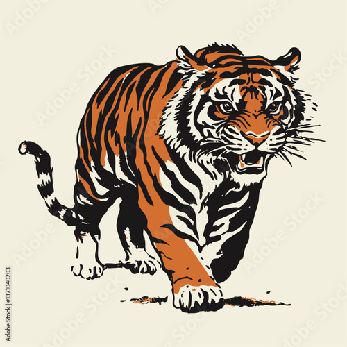 Vintage Tiger Illustration – Hand Drawn Wild Animal Artwork for Tattoos, Posters, or Graphic Design