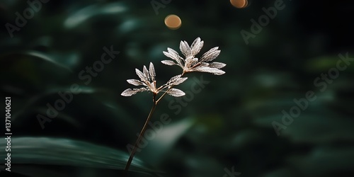 Elegant Delicate AI-Generated Flower Branch Dark Background