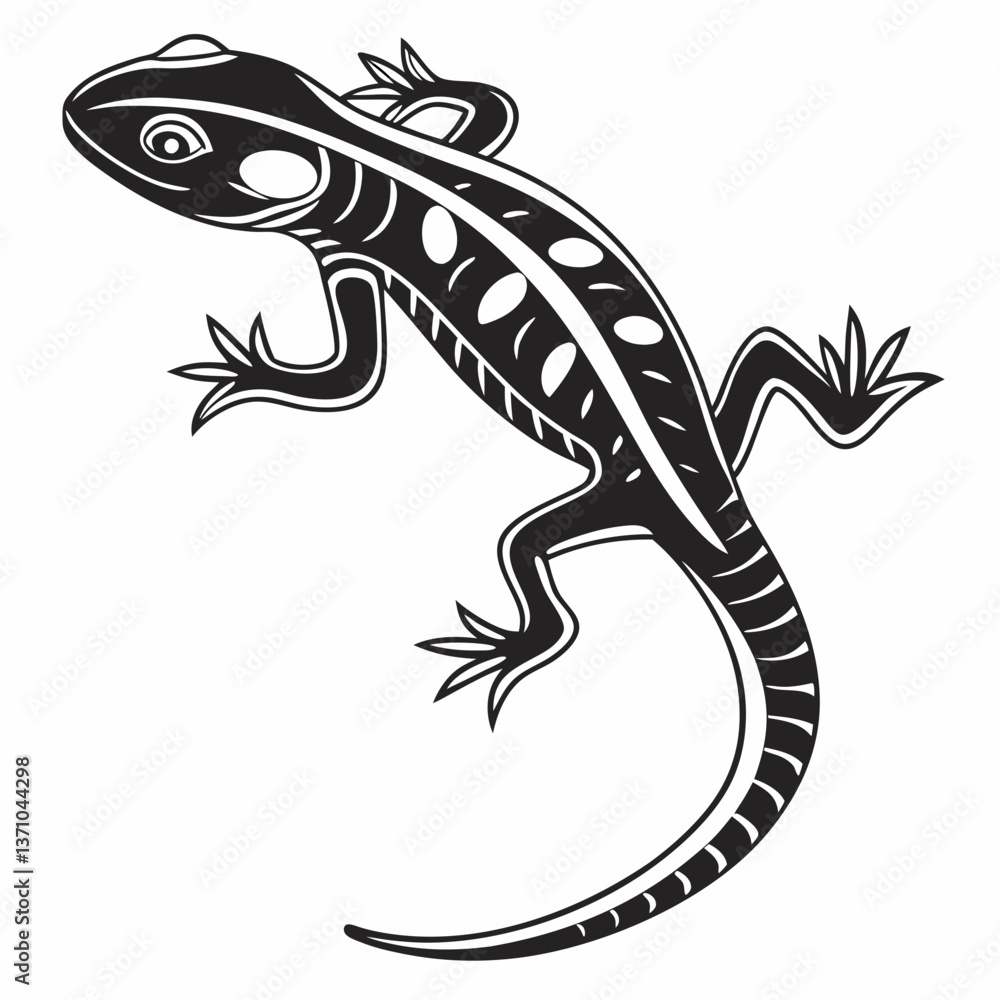 Obraz premium Newt black silhouette icon vector
