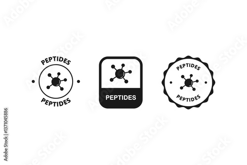 Peptides, label or sticker. Organic cosmetic icon. Organic skin care components or labels.